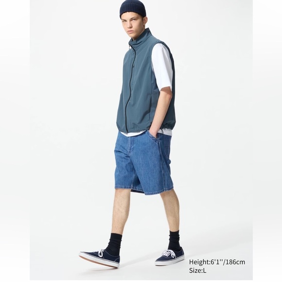 Uniqlo Women's Distressed Linen Blue Jean Shorts - Picture 10 of 10